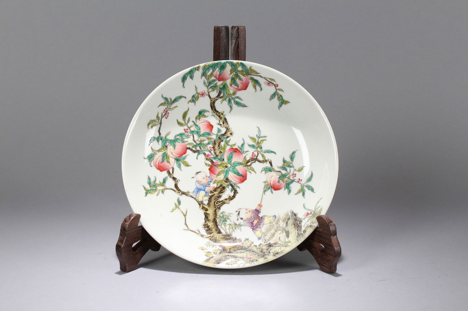 A Chinese Circular Nature-sceen Porcelain Fortune Plate: A Chinese Circular Nature-sceen Porcelain Fortune Plate. Height: 1.75 (inch). Opening Diameter: 8.25 (inch)