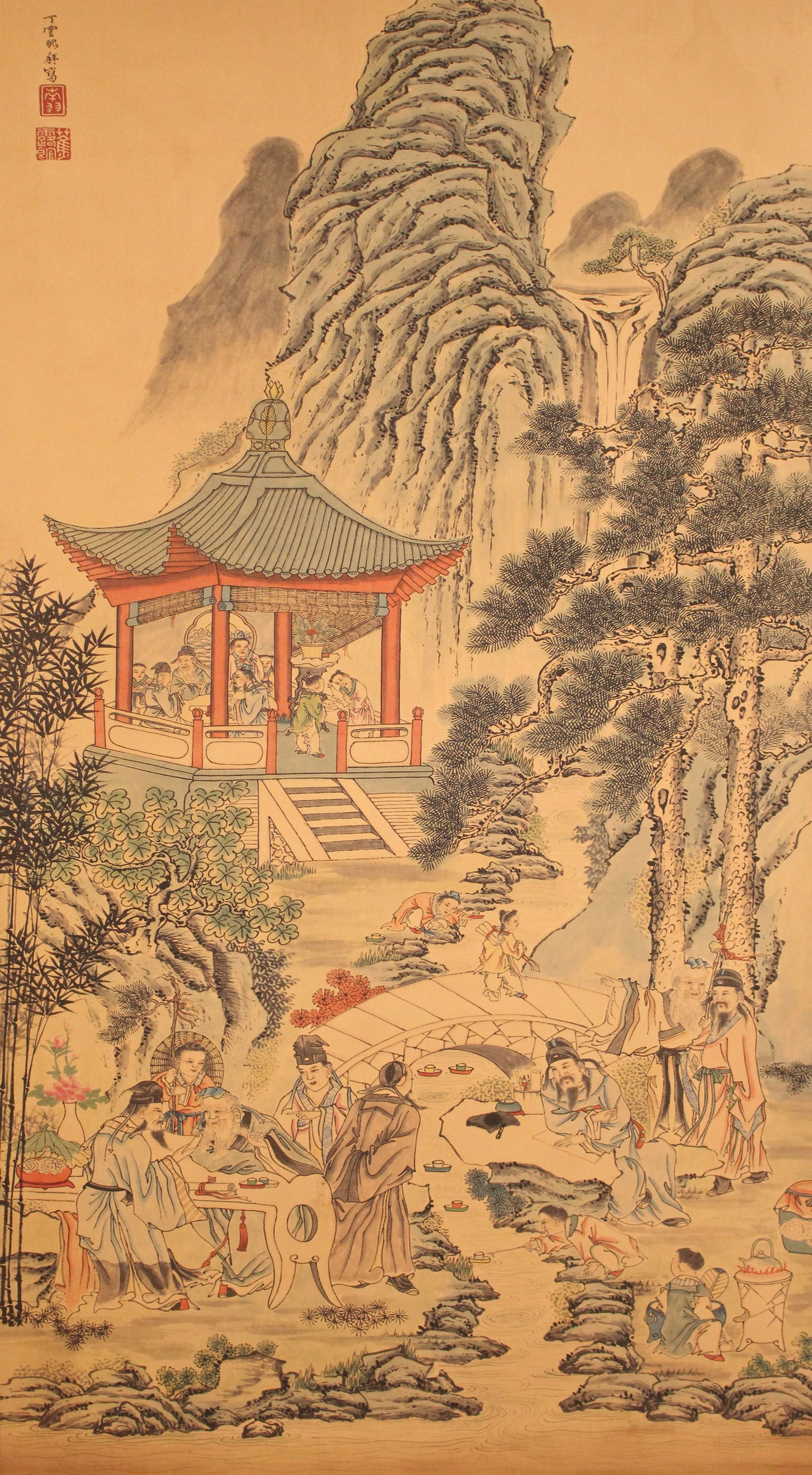 A Chinese Story-telling Fortune Scroll: A Chinese Story-telling Fortune Scroll. Length: 42 (inch). Width: 23.25 (inch).