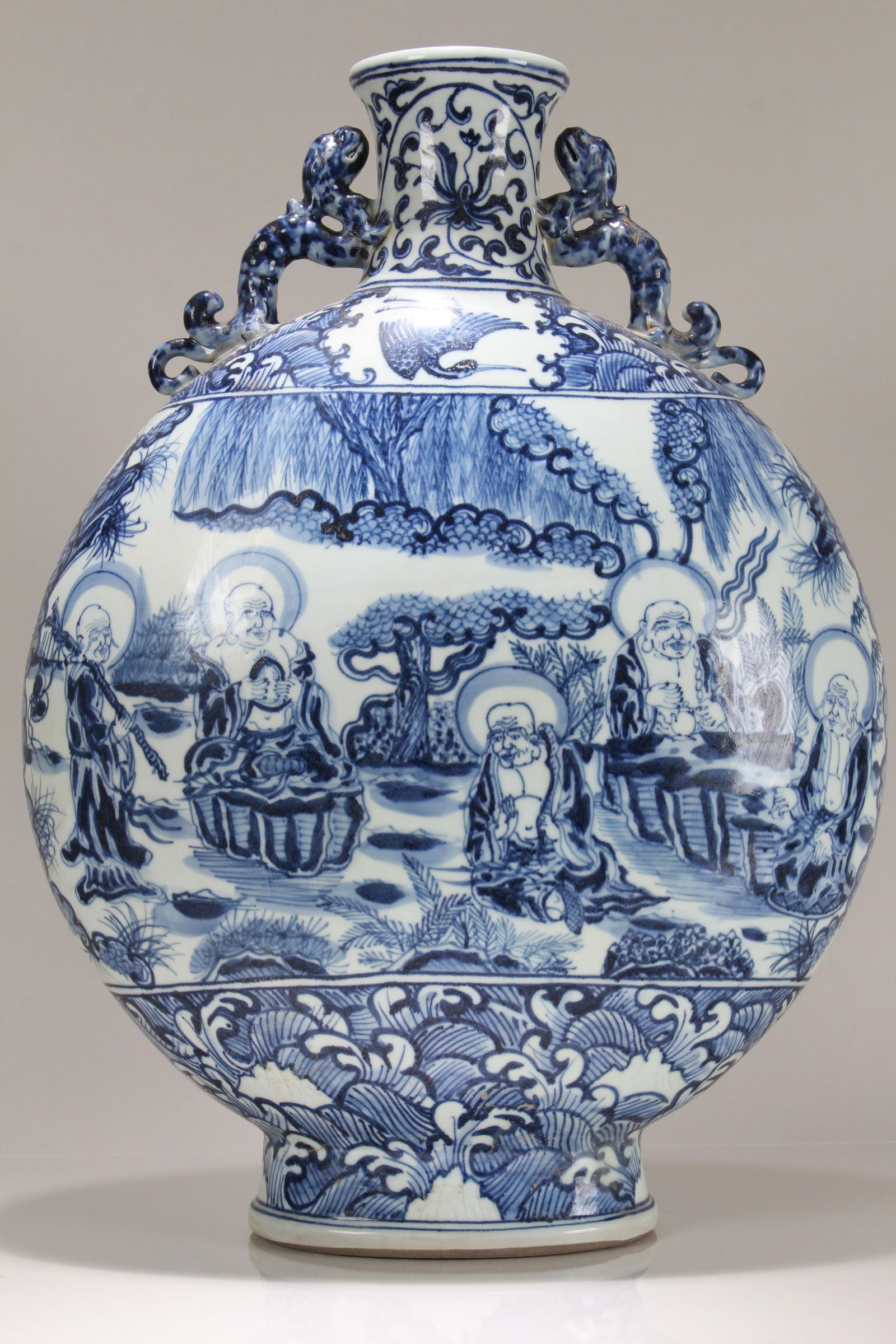 A Chinese Blue and White Massive Detailed Story-telling Porcelain Vase: A Chinese Blue and White Massive Detailed Story-telling Porcelain Vase . Height: 20.5 (inch). Width: 14 (inch).