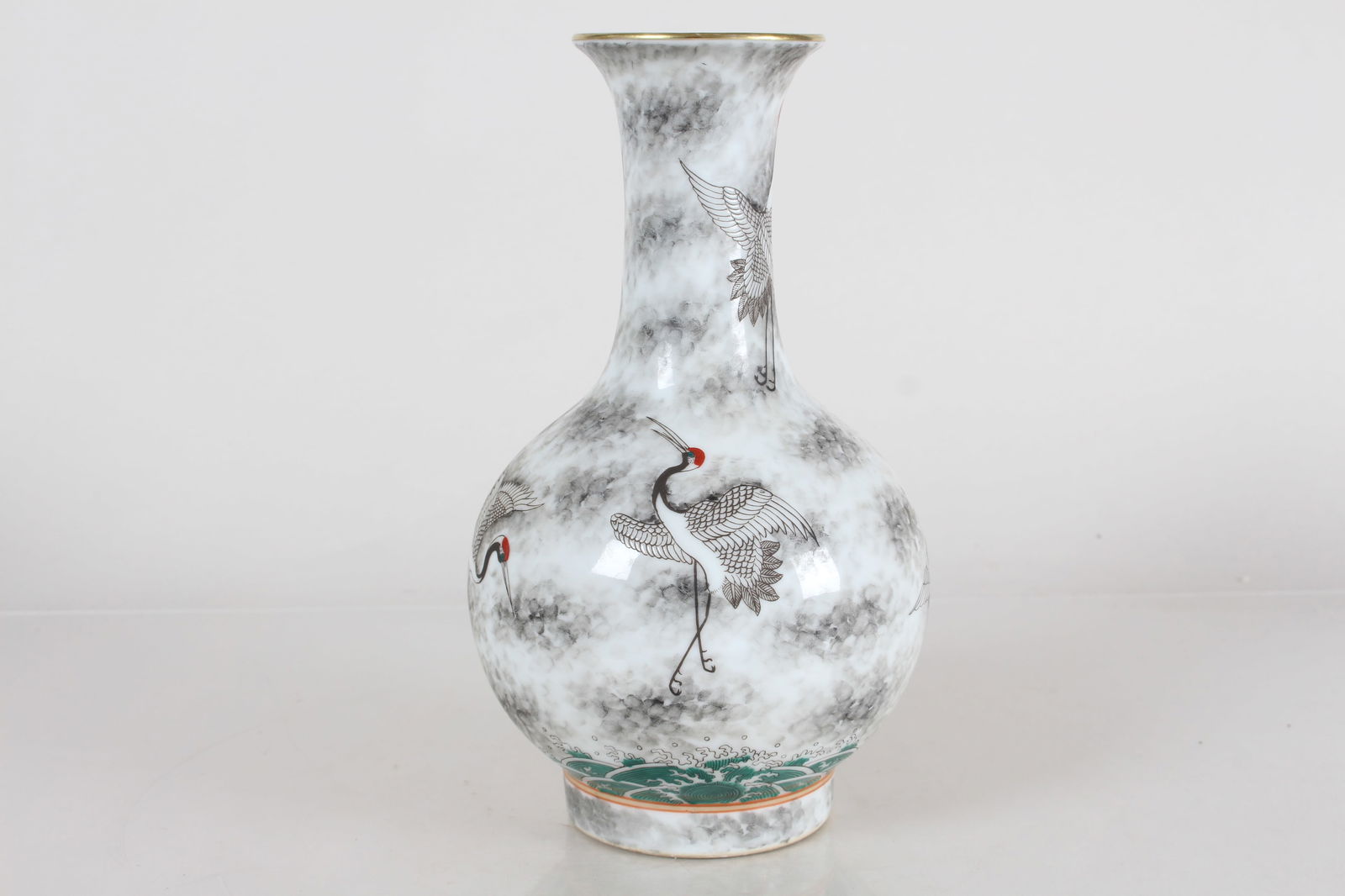 A Chinese Crane-fortune Detailed Porcelain Fortune Vase (1 of 4)