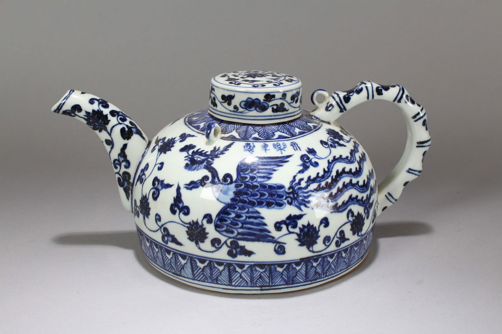 A Chinese Phoenix-fortune Blue and White Porcelain Tea Pot (1 of 6)