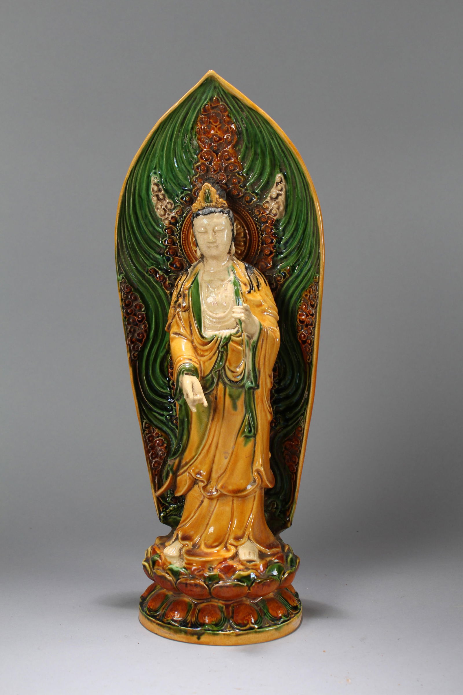 A Chinese Massive Tri-colored Lotus-seated Religious Fortune Buddha Statue (1 of 6)