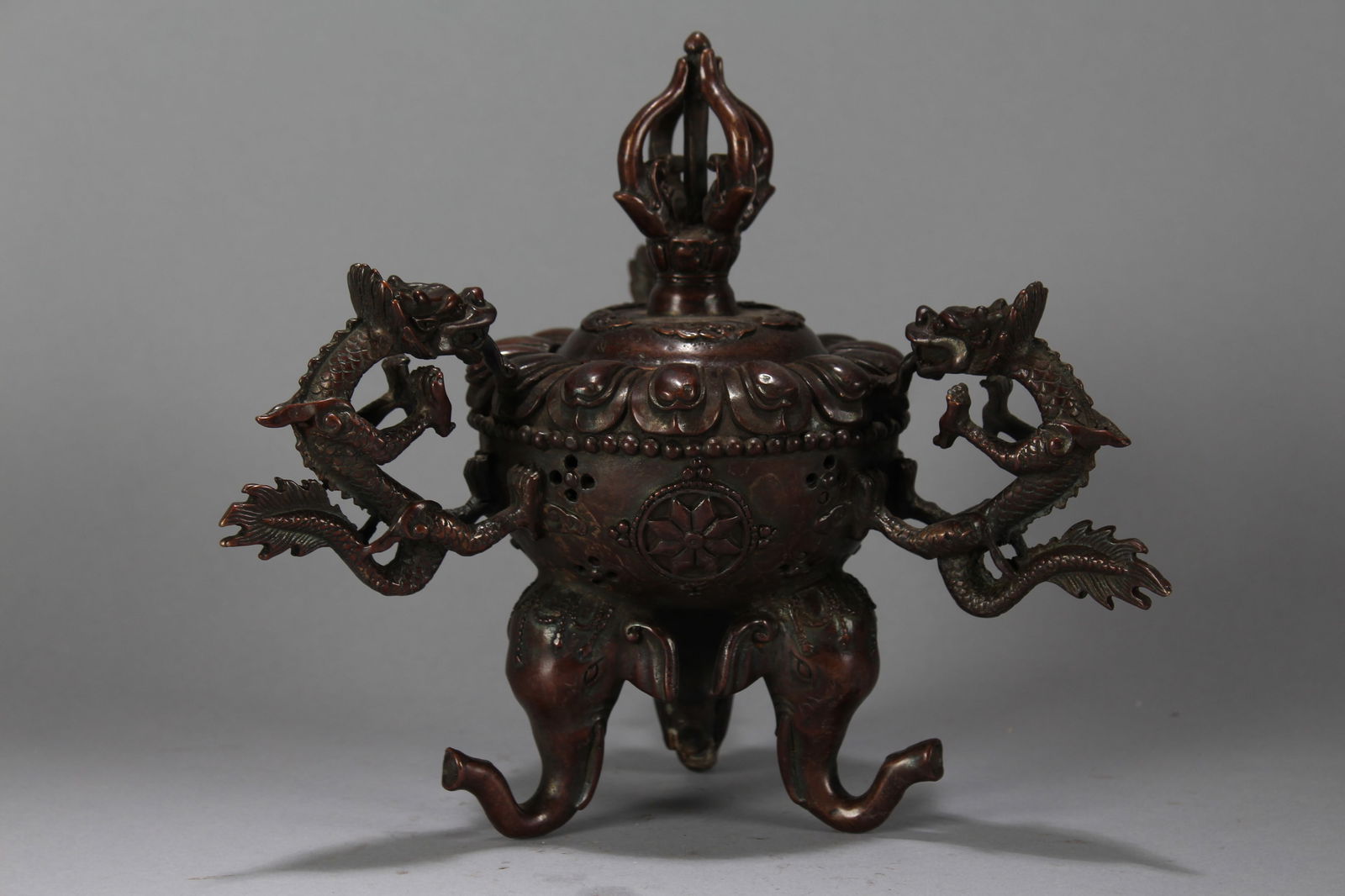 A Chinese Duo-opening Lidded Myth-beast Fortune Censer (1 of 7)
