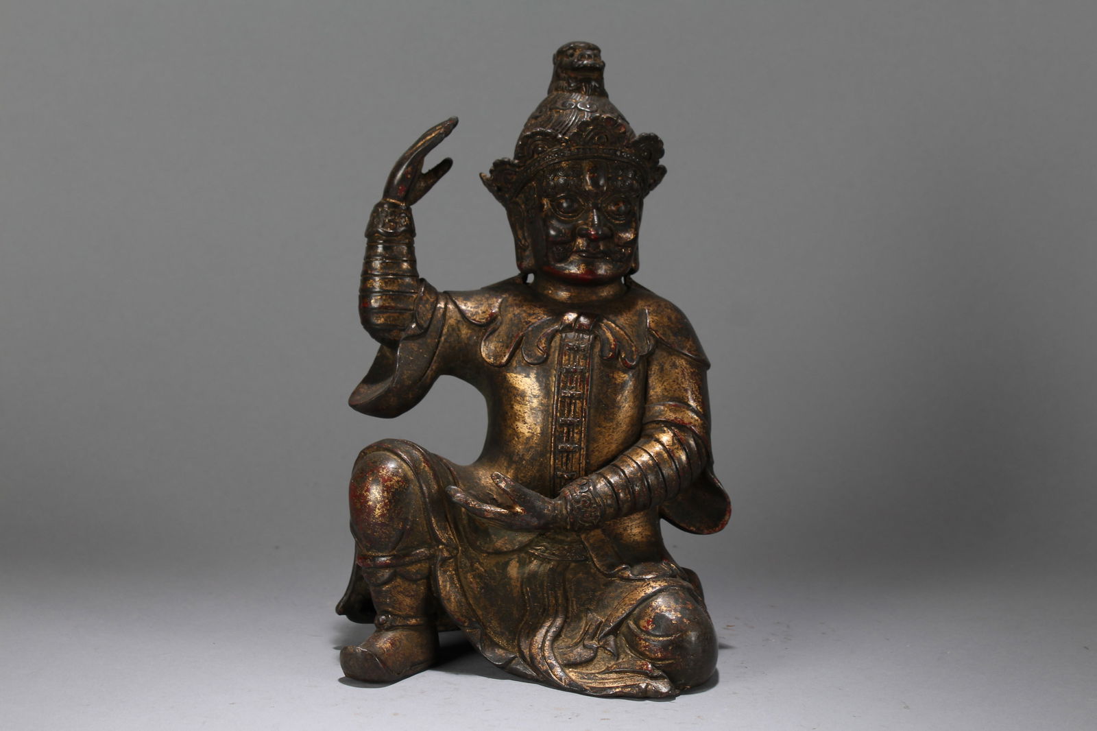 A Chinese Religious Vividly-detailed Fortune Buddha Statue: A Chinese Religious Vividly-detailed Fortune Buddha Statue. Height : 9.75 (inch). Width : 6.75 (inch). Length : 4.5 (inch).