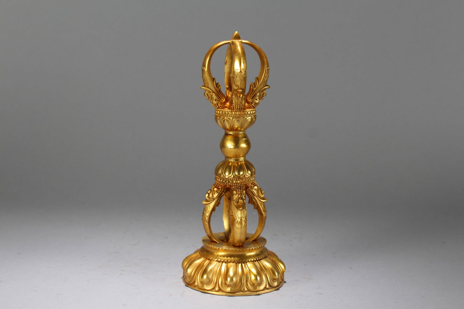 A Chinese Religious Vividly-detailed Gilt Statue (1 of 4)