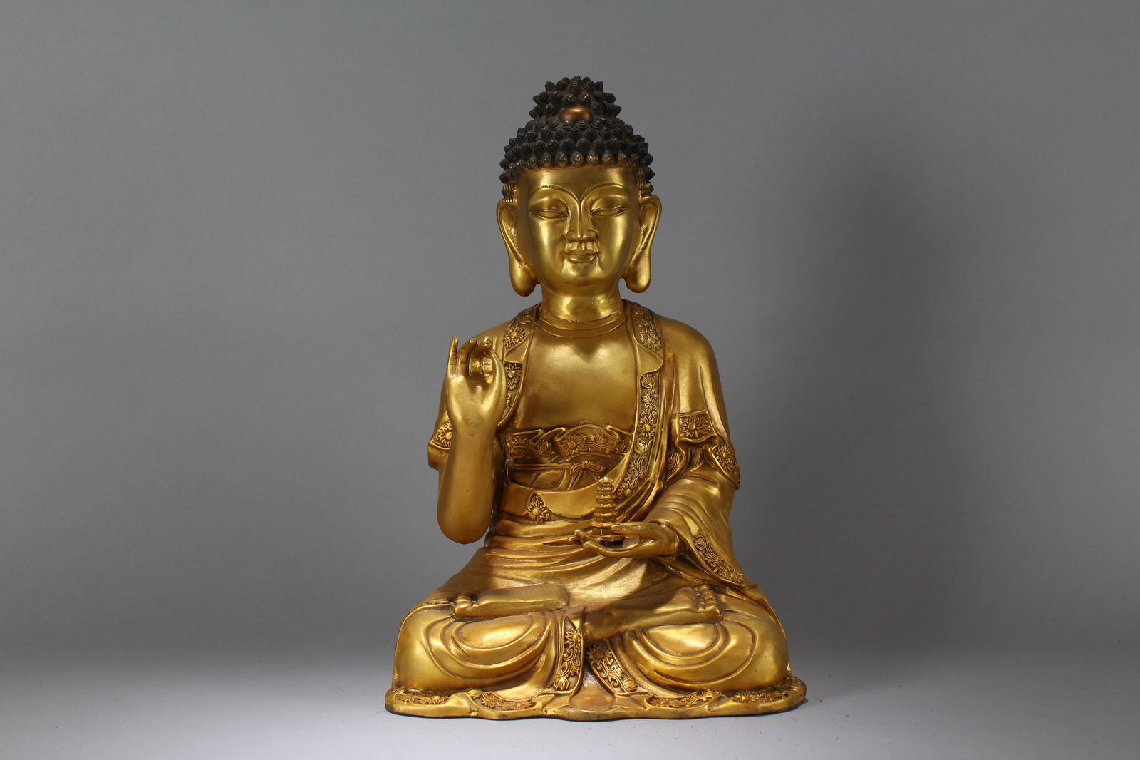 A Chinese Gilt Pondering-pouse Religious Fortune Massive Buddha Statue (1 of 8)