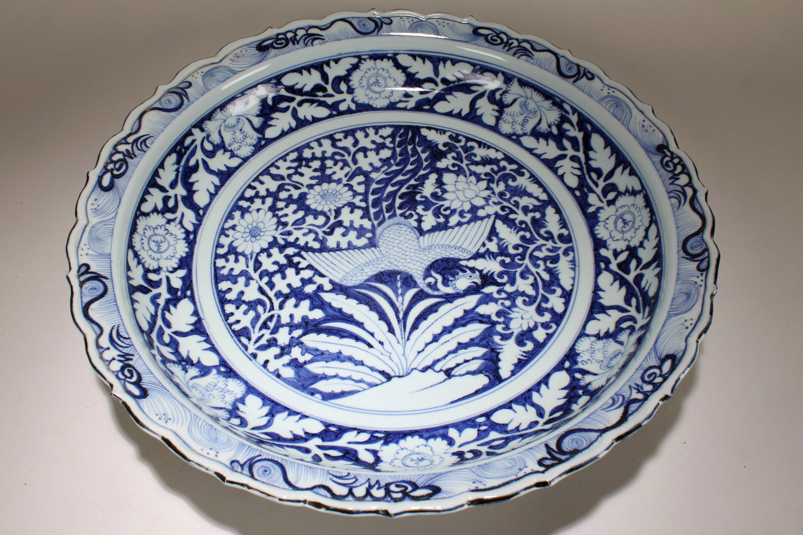 A Chinese Massive Blue and White Fortune Porcelain Plate (1 of 6)