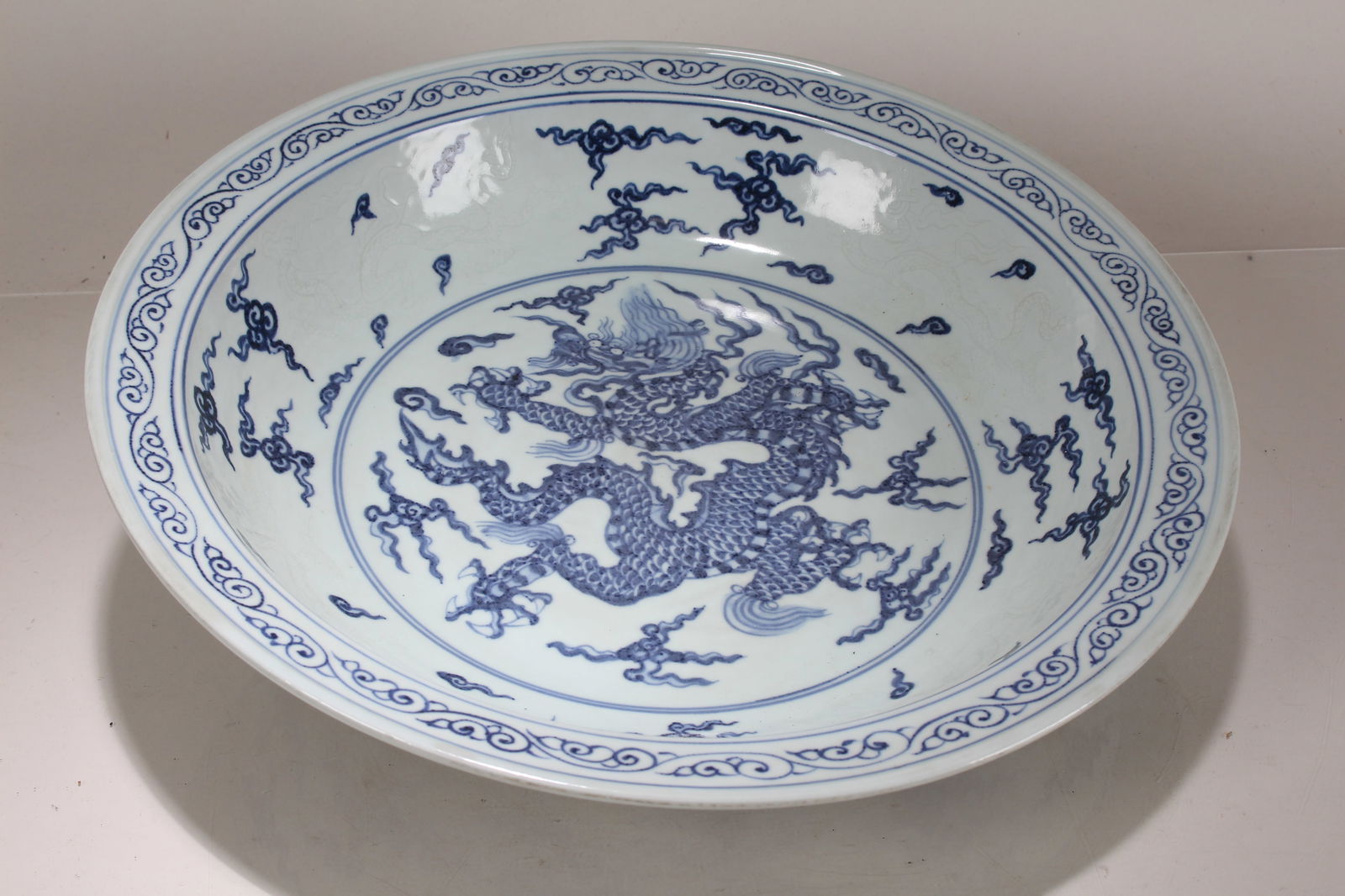 A Chinese Massive Blue and White Porcelain Fortune Plate (1 of 4)
