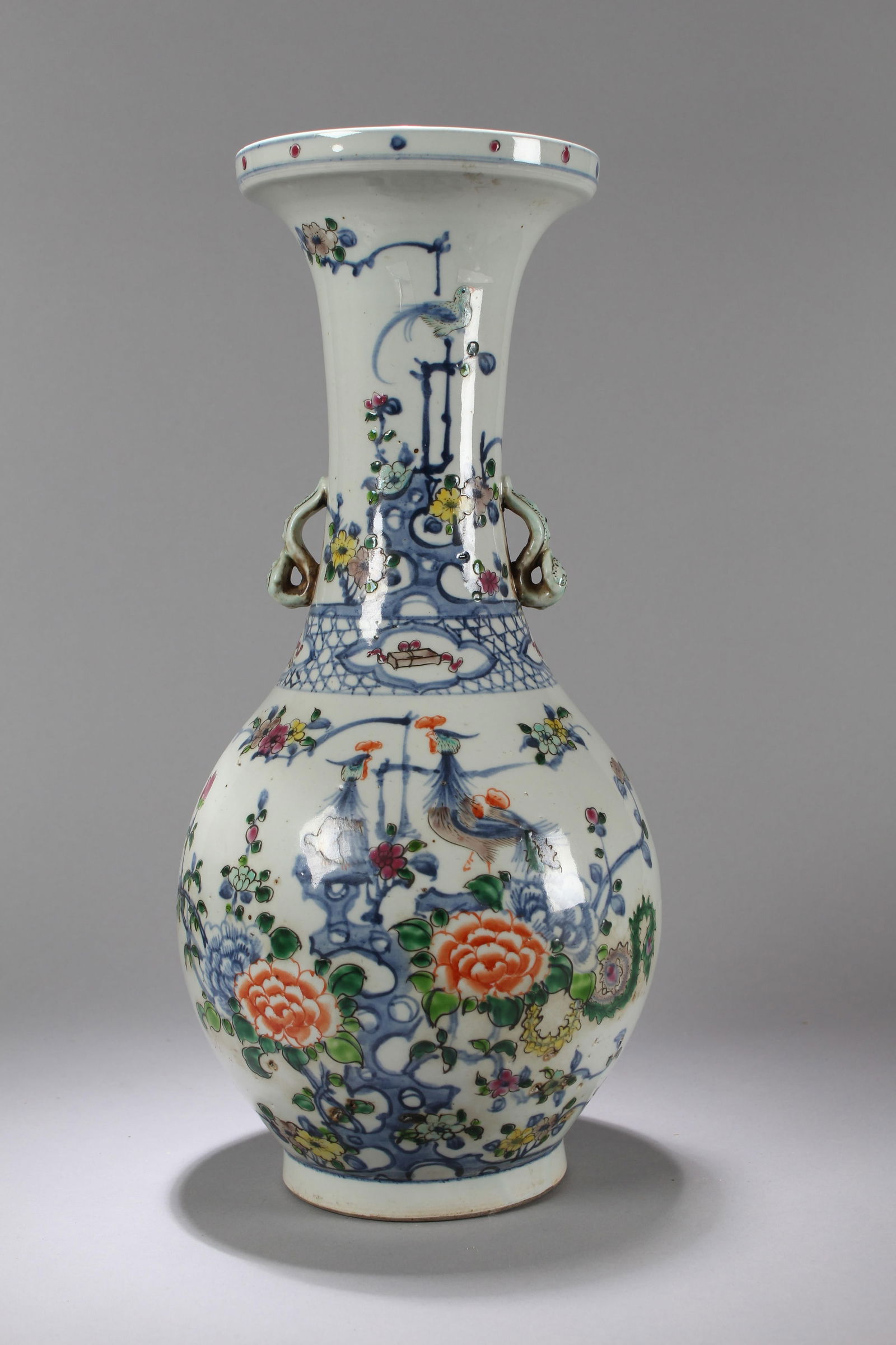 A Chinese Duo-opening Porcelain Flower-blossom Fortune Vase (1 of 9)