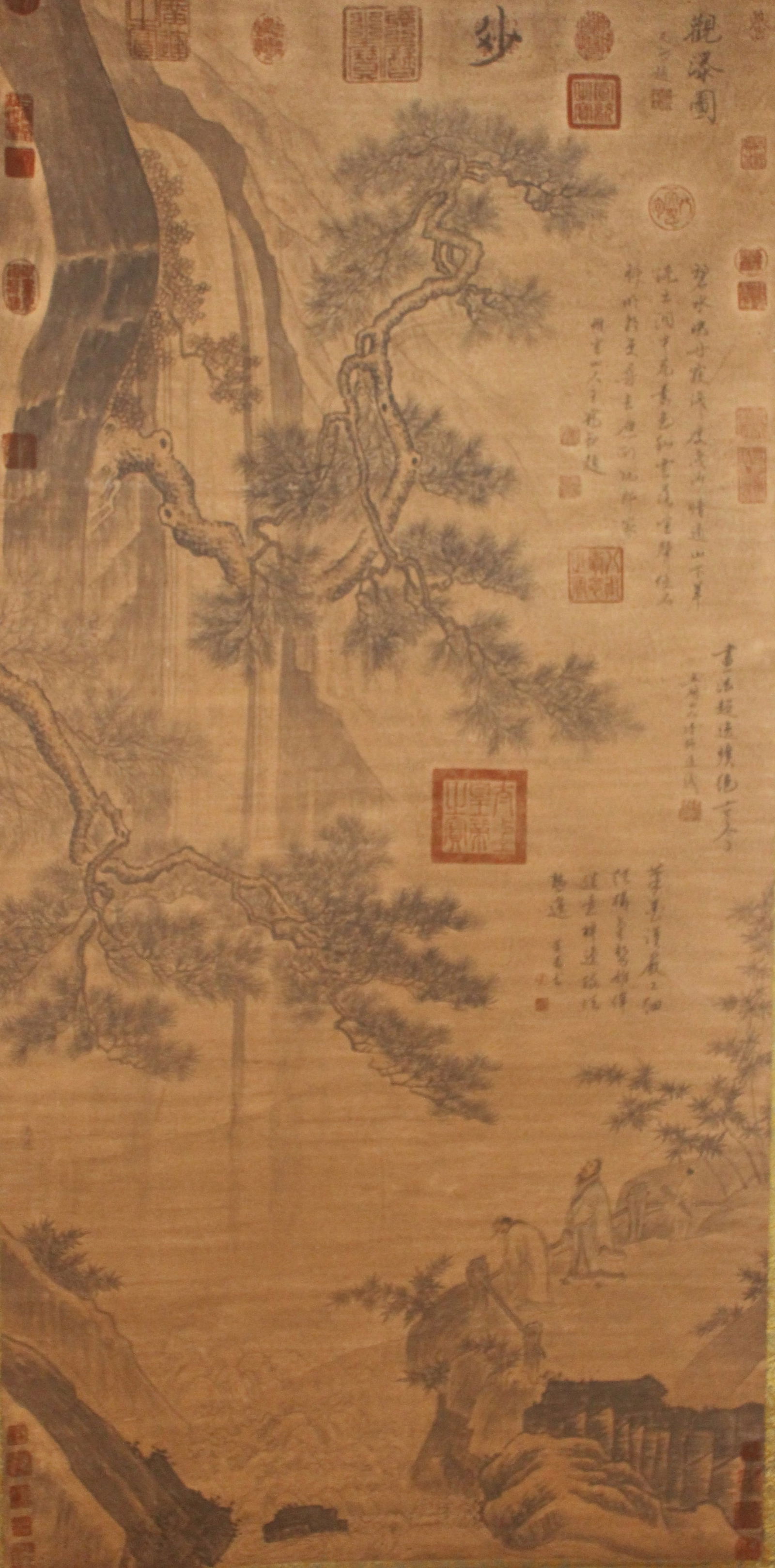A Chinese Mountain-view Poetry-framing Fortune Scroll (1 of 9)