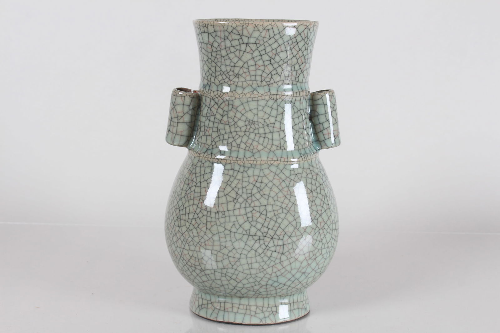 A Chinese Duo-handled Crack-glaze Porcelain Fortune Vase (1 of 4)