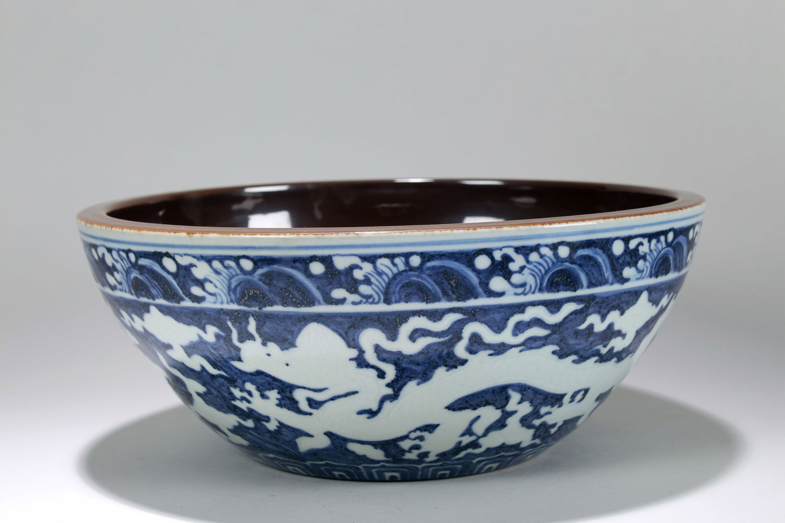 A Chinese Dragon-decorating Massive Blue and White Porcelain Bowl (1 of 5)