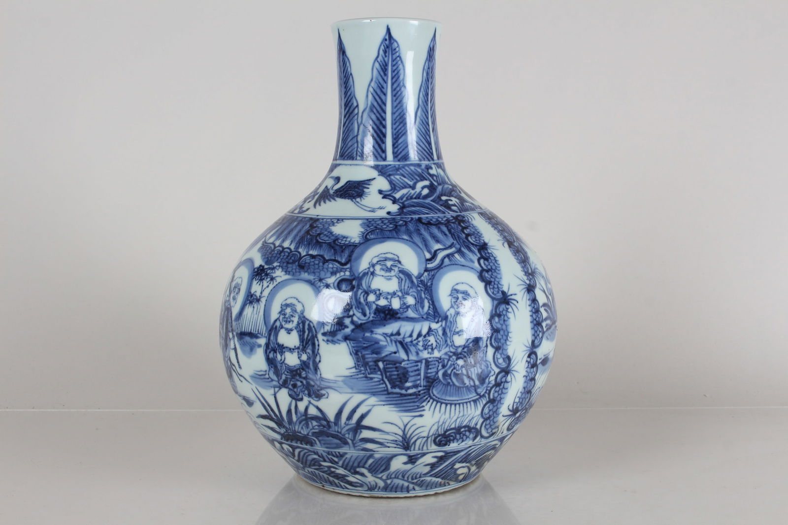 A Chinese Detailed Story-telling Blue and White Porcelain Fortune Vase: A Chinese Detailed Story-telling Blue and White Porcelain Fortune Vase . Height: 11.75 (inch).