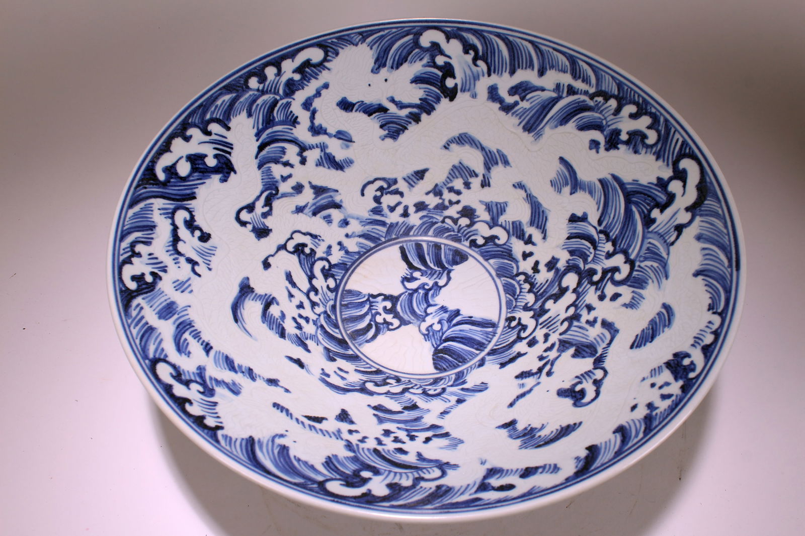 A Chinese Blue and White Detailed Massive Porcelain Bowl (1 of 6)