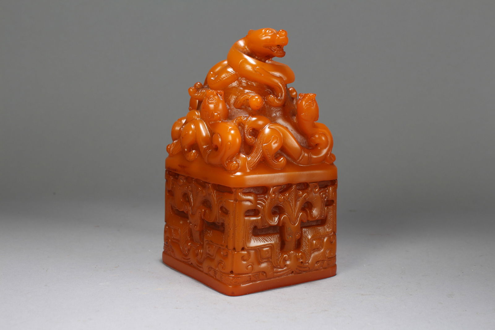 A Chinese Myth-beast Fortune Vivildy-detailed Soapstone Seal (1 of 6)