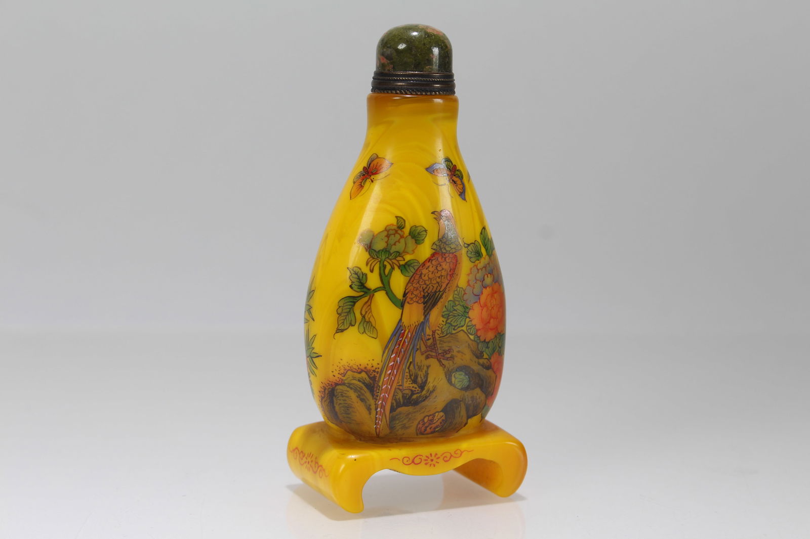 A Chinese Yellow-coding Fortune Snuff Bottle (1 of 6)