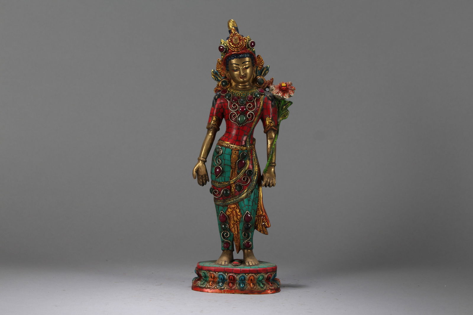 A Chinese Anicent-framing Religious Fortune Buddha Statue: A Chinese Anicent-framing Religious Fortune Buddha Statue. Height : 11.75 (inch). Width : 4.25 (inch). Length : 2.5 (inch).