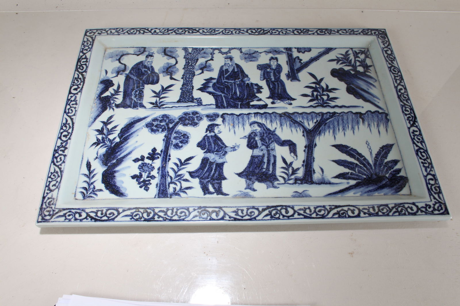 A Chinese Story-telling Blue and White Porcelain Fortune Plate (1 of 5)