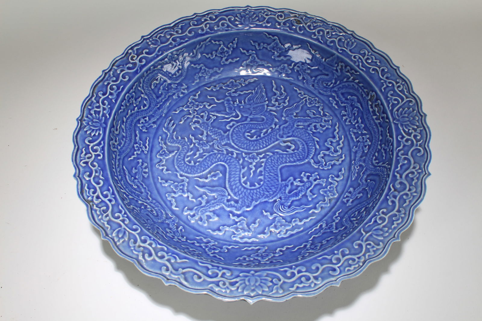 A Chinese Massive Dragon-decorating Blue-coding Porcelain Plate (1 of 4)