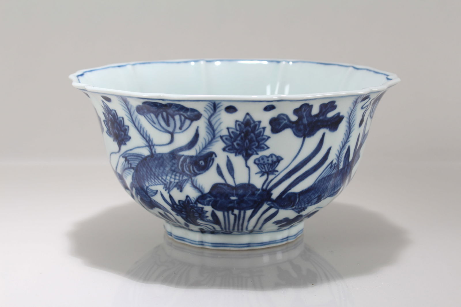 A Chinese Blue and White Porcelain Aqua-theme Bowl (1 of 5)