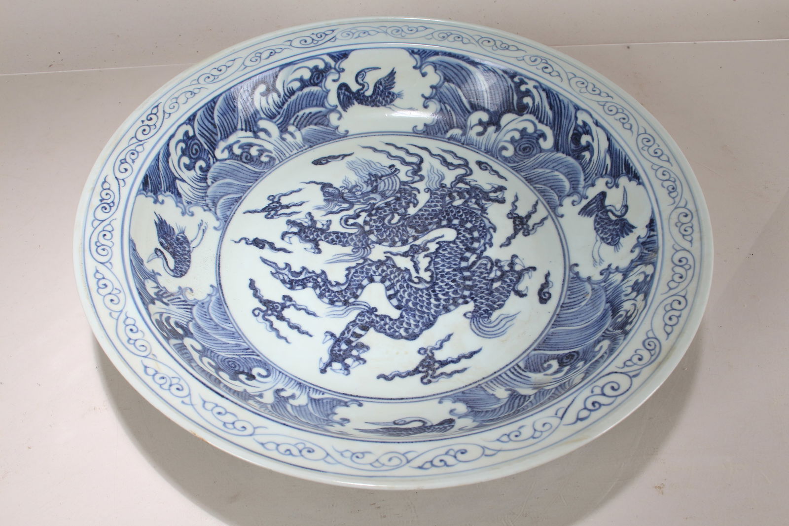 A Chinese Dragon-decorating Massive Porcelain Fortune Plate (1 of 5)