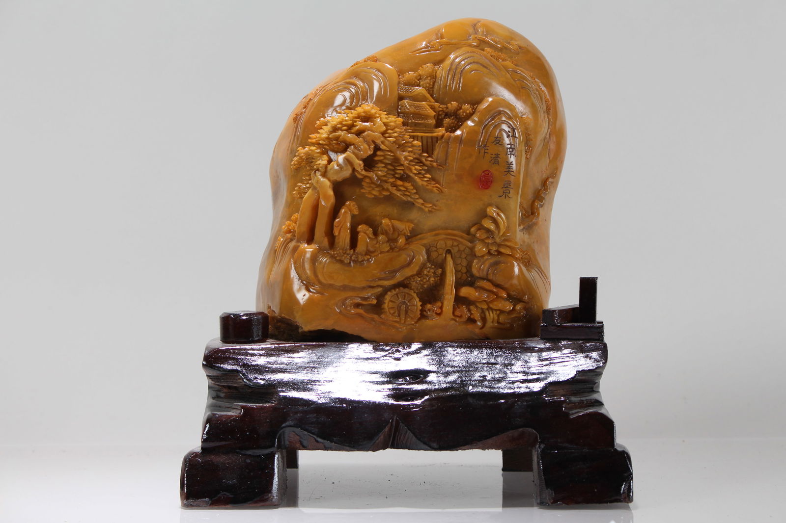 A Chinese Detailed Mountain-view Soapstone Fortune Figure (1 of 6)