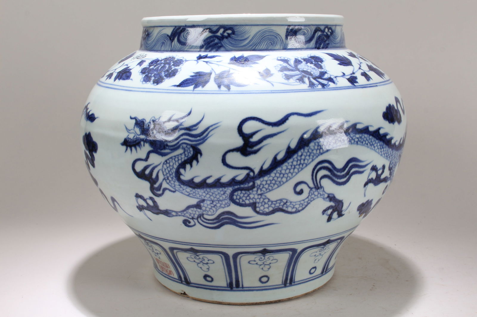 A Chinese Ancient-framing Blue and White Dragon-decorating Fortune Porcelain Vase (1 of 4)