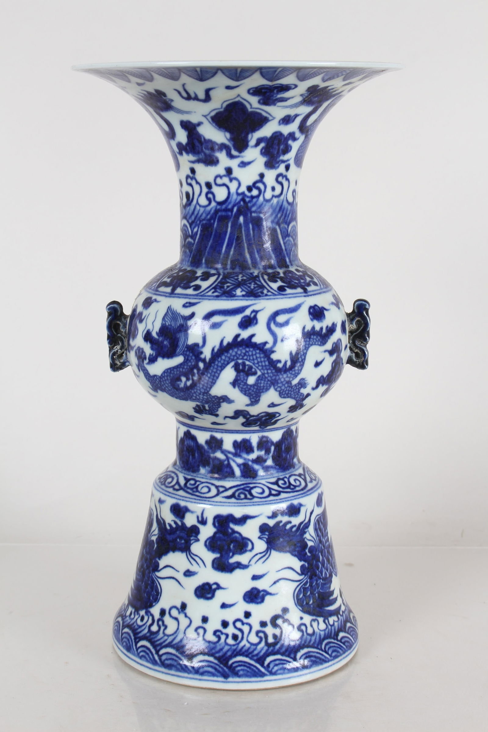A Chinese Duo-handled Dragon-decorating Blue and White Porcelain Fortune Vase (1 of 6)