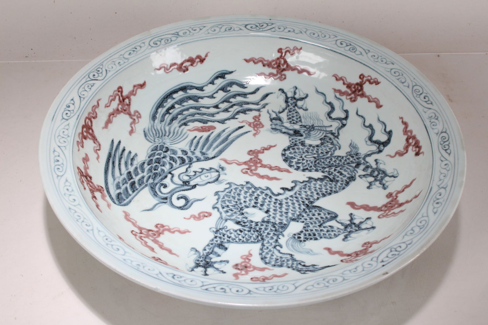 A Chinese Phoenix-fortune Massive Porcelain Fortune Plate (1 of 3)