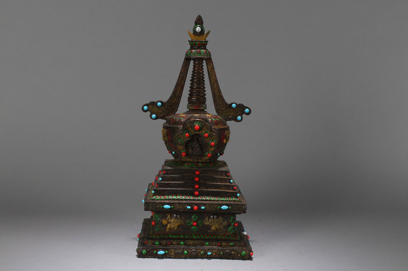 A Chinese Square-based Religious Fortune Statue (1 of 5)