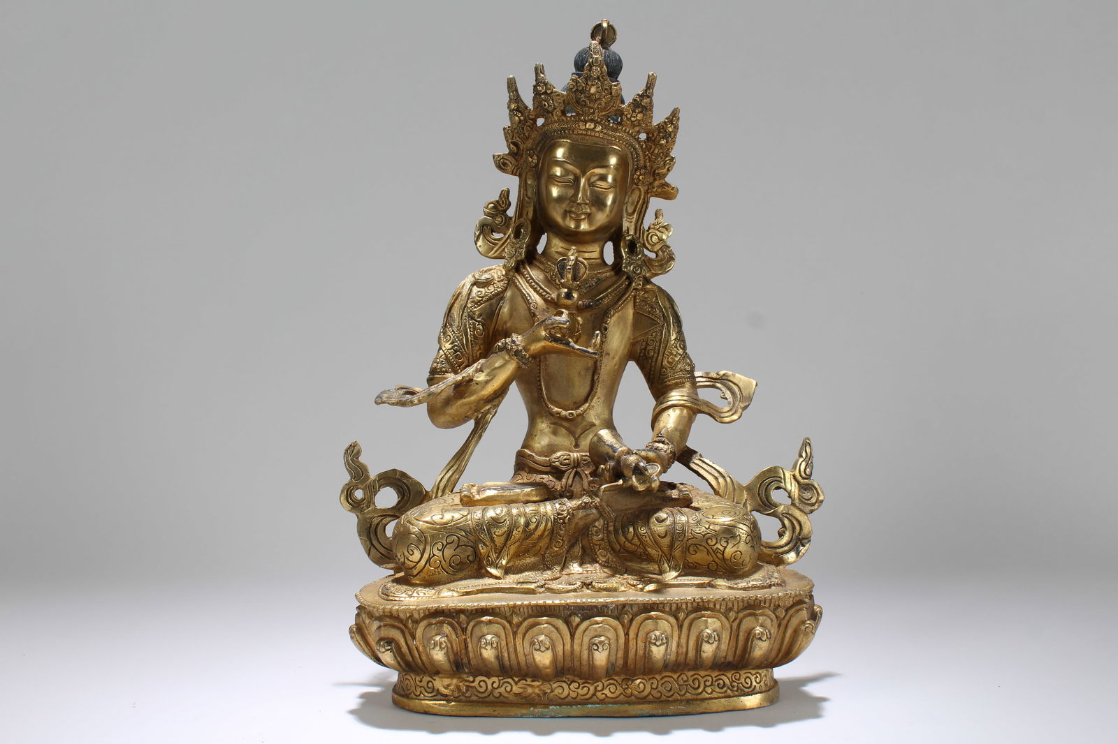 Chinese Lotus-seated Fortune Gilt Buddha Statue (1 of 6)