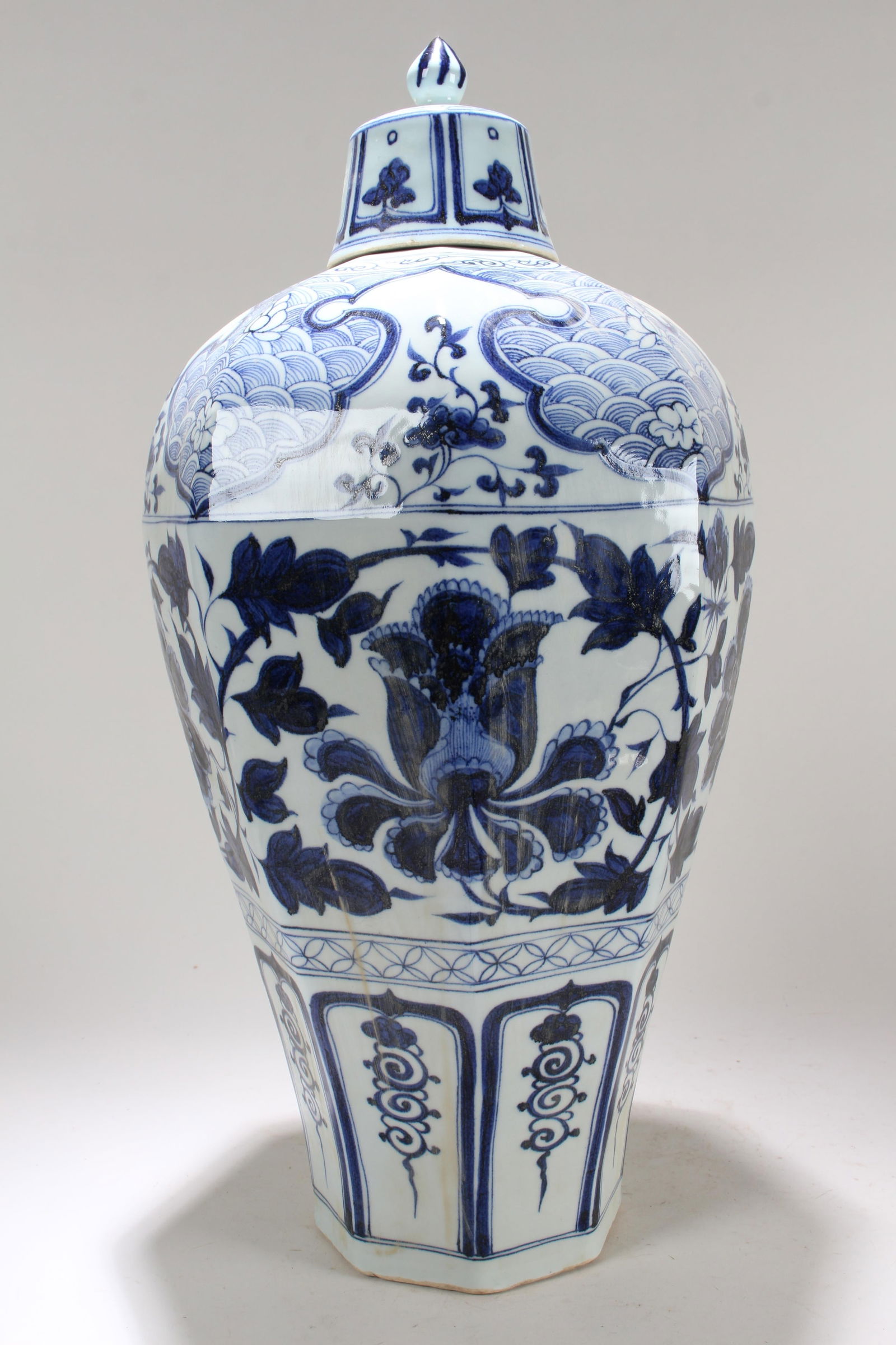 A Chinese Blue and White Lidded Fortune Porcelain Vase (1 of 6)