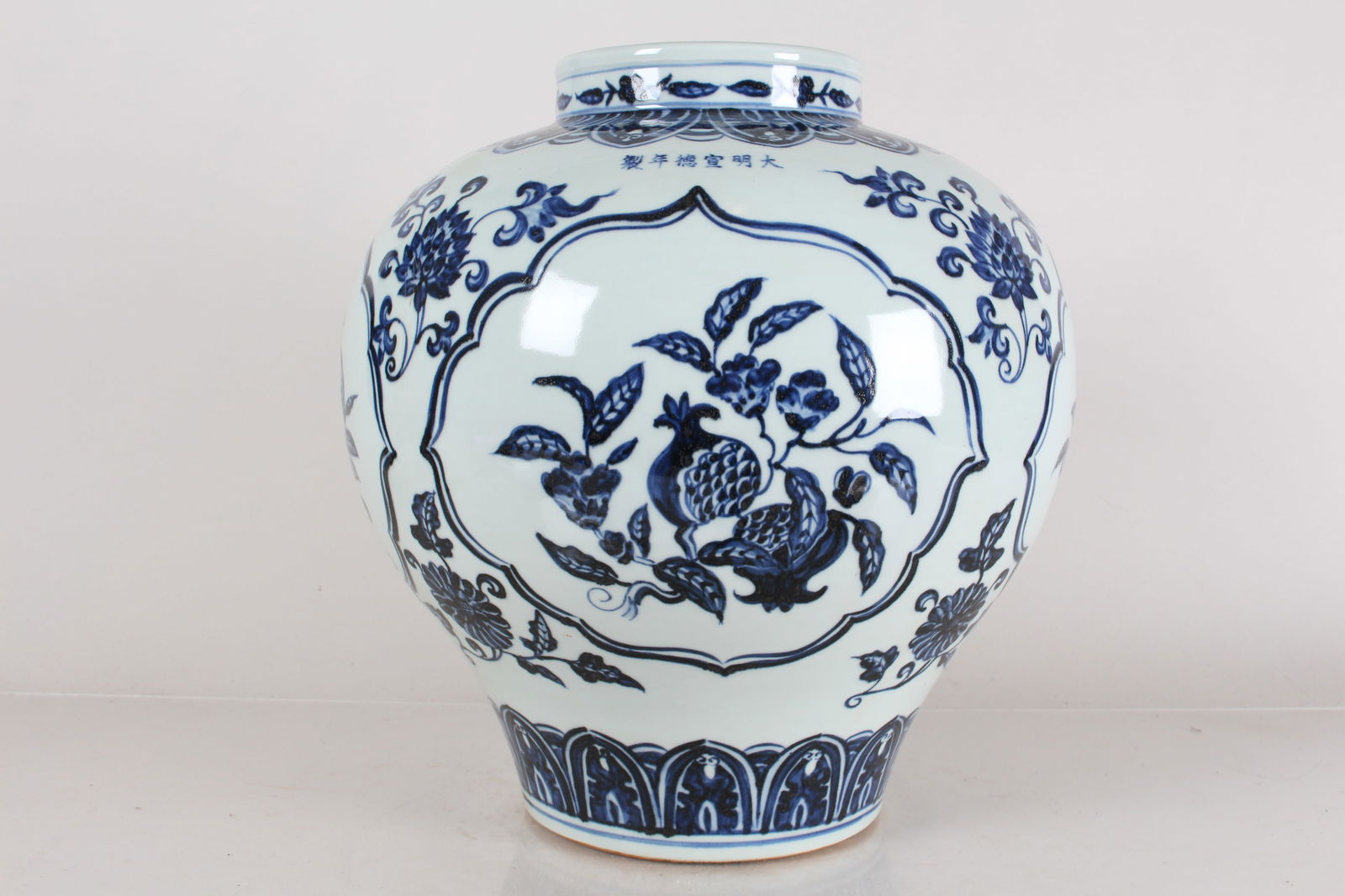 A Chinese Massive Blue and White Porcelain Fortune Vase: A Chinese Massive Blue and White Porcelain Fortune Vase . Height: 13.5 (inch).