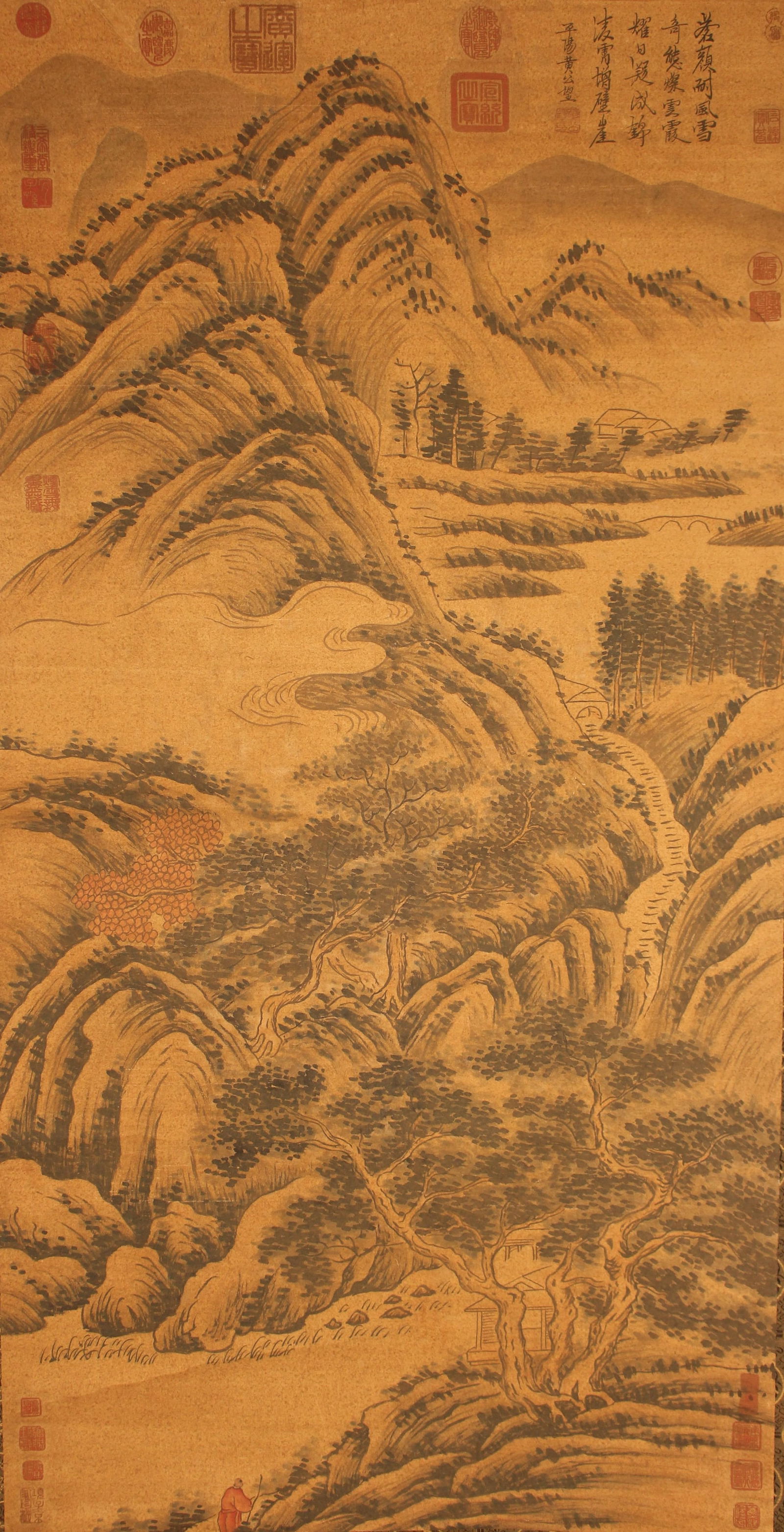 A Chinese Poetry-framing Mountainview Fortune Scroll (1 of 6)