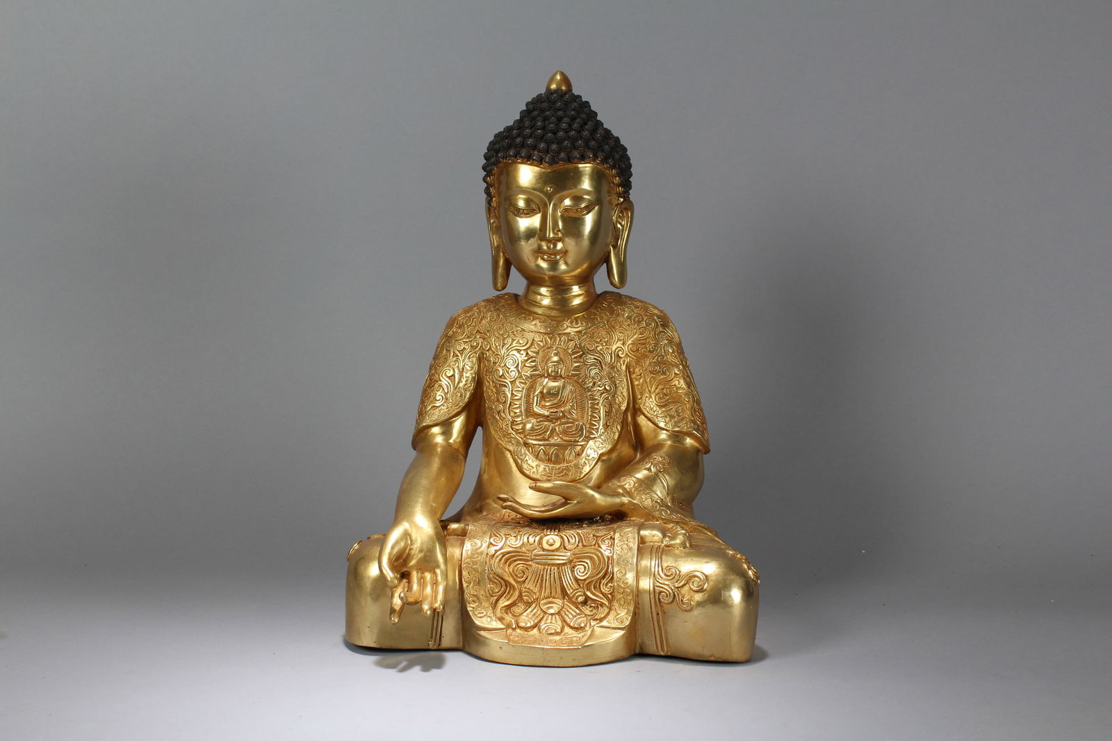A Chinese Vividly-detailed Religious Massive Gilt Buddha Statue (1 of 6)