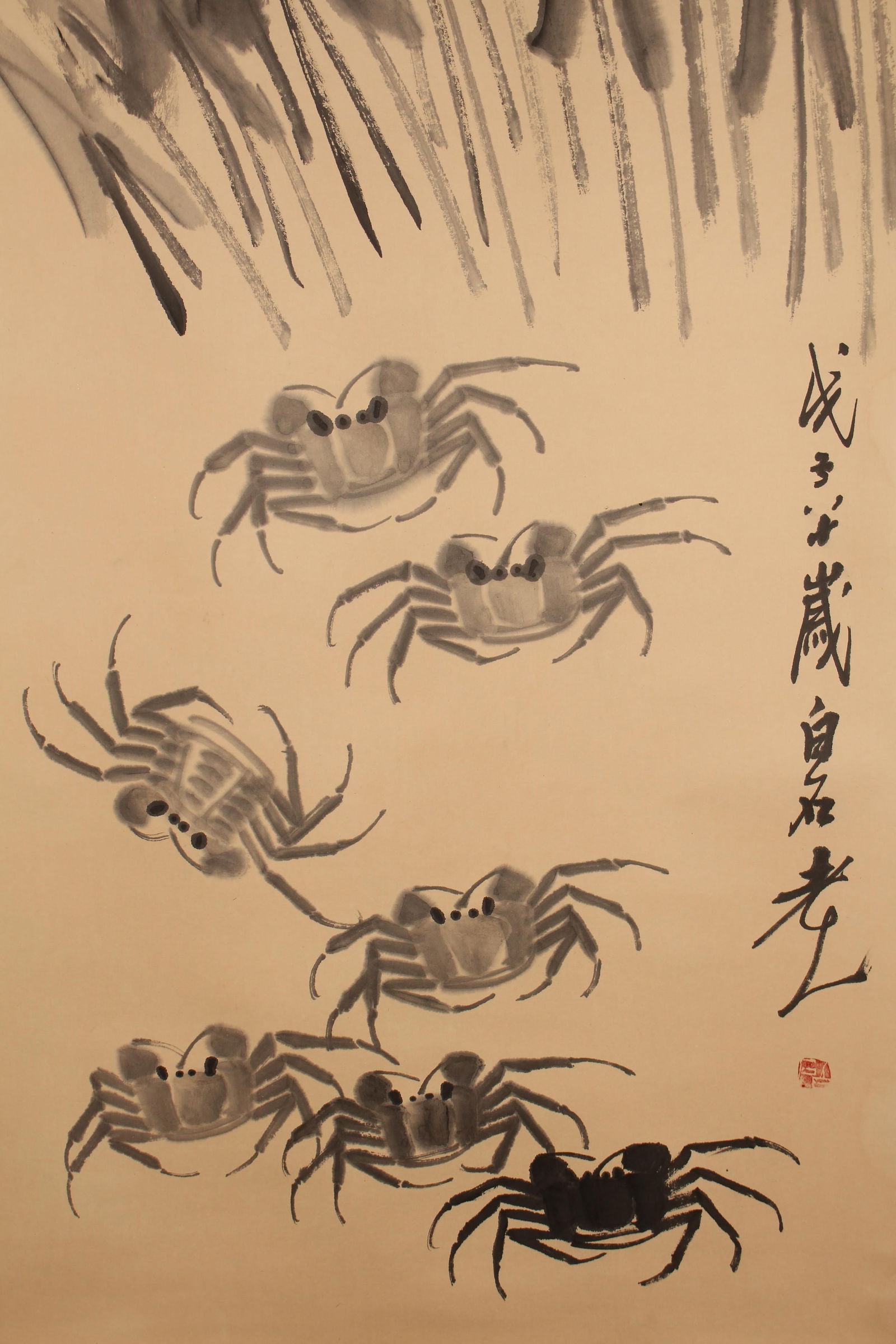 A Chinese Aqua-theme Religious Fortune Scroll - 2