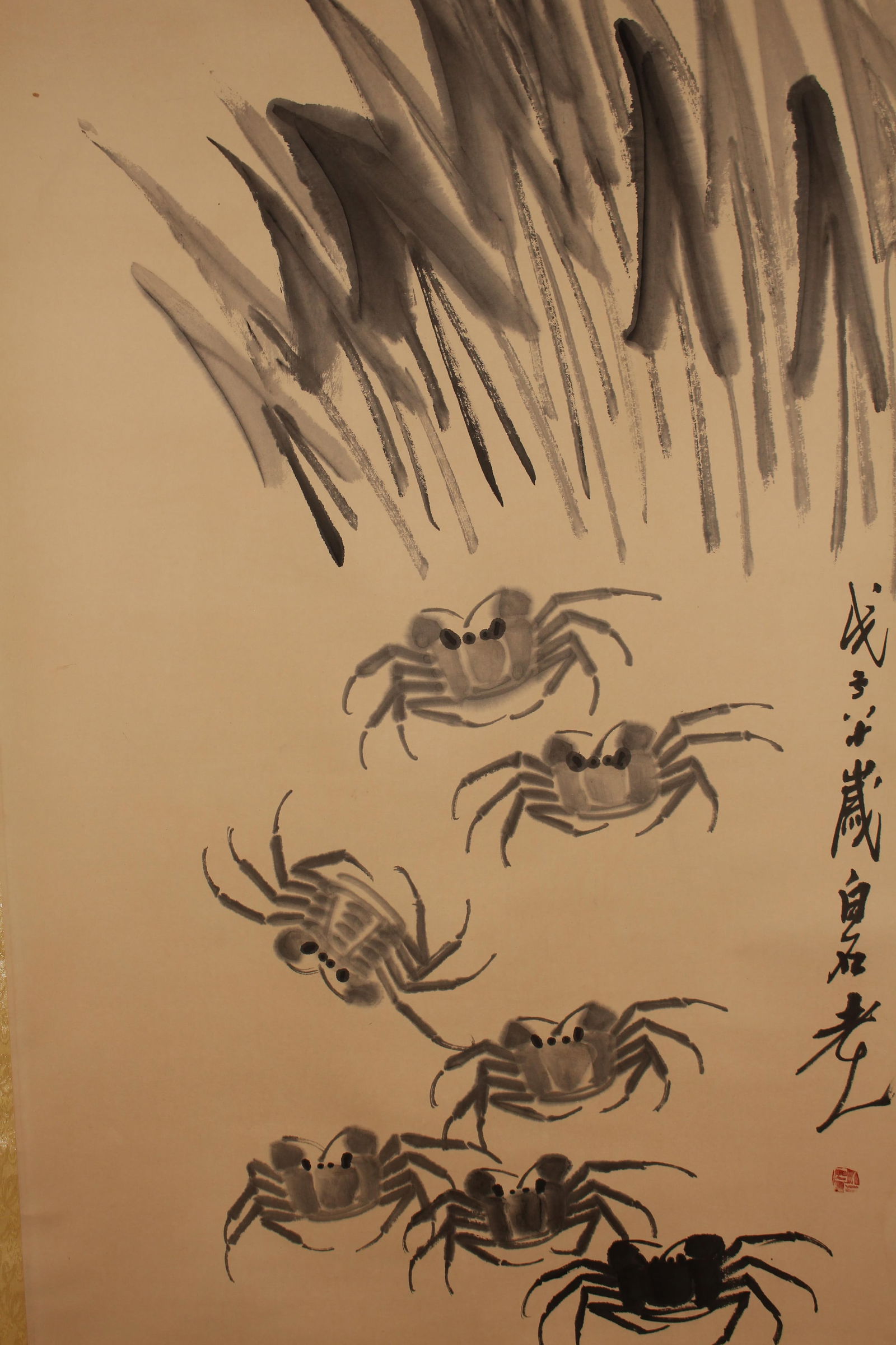 A Chinese Aqua-theme Religious Fortune Scroll - 3