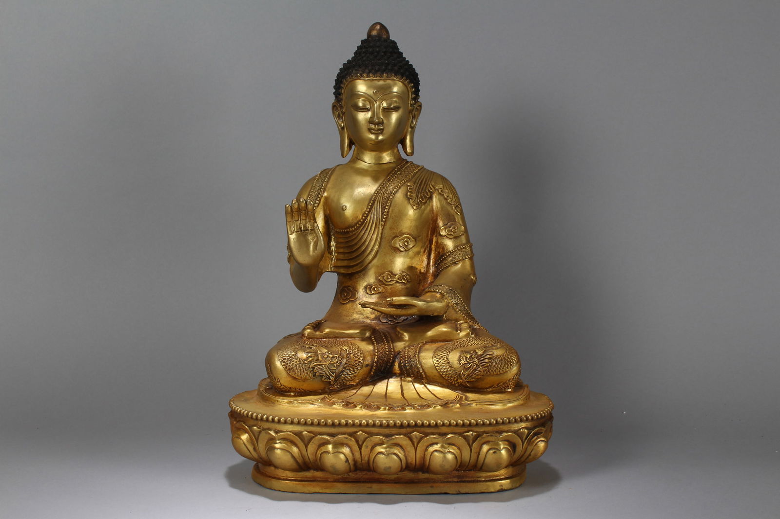 A Chinese Lotus-seated Religious Massive Gilt Buddha Statue (1 of 7)