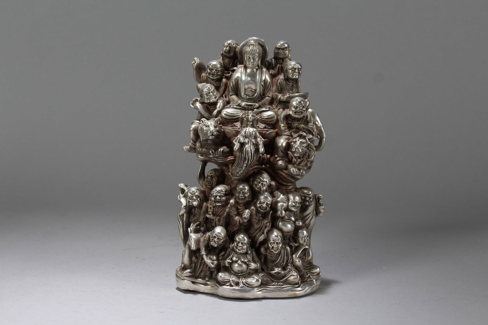 A Chinese Multi-buddha Religious Fortune Buddha Statue: A Chinese Multi-buddha Religious Fortune Buddha Statue. Height: 7.5 (inch). Length: 4.5 (inch). Width: 2.75 (inch).