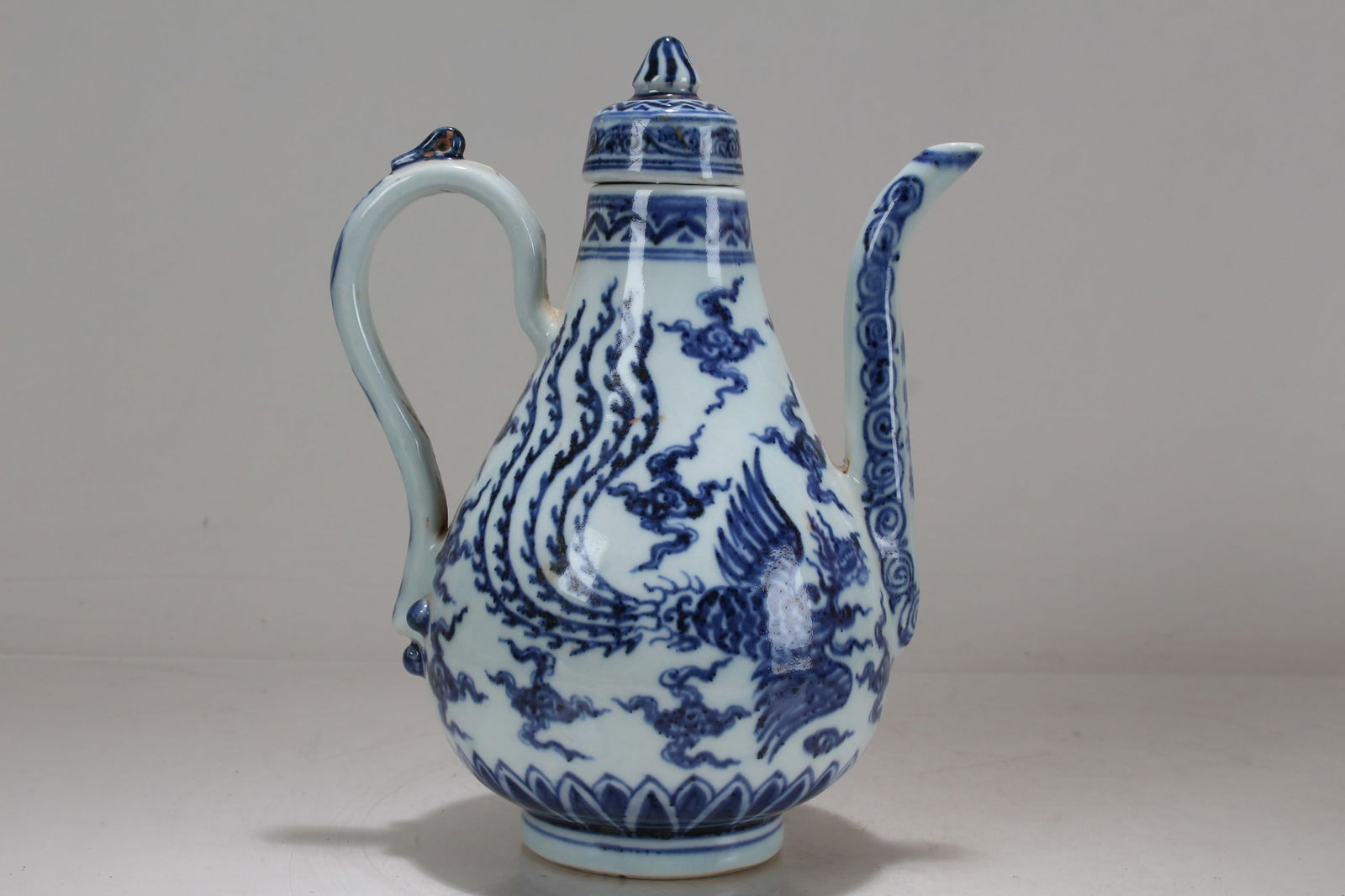 A Chinese Dragon-decorating Blue and White Porcelain Fortune Ewer (1 of 5)