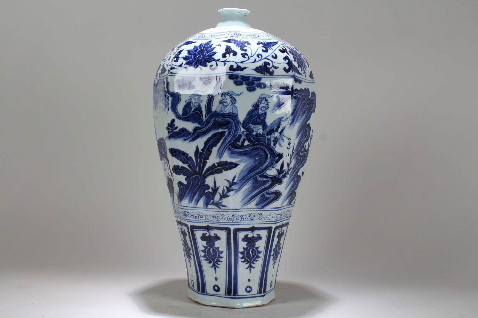 A Chinese Story-telling Blue and White Fortune Porcelain Vase (1 of 7)