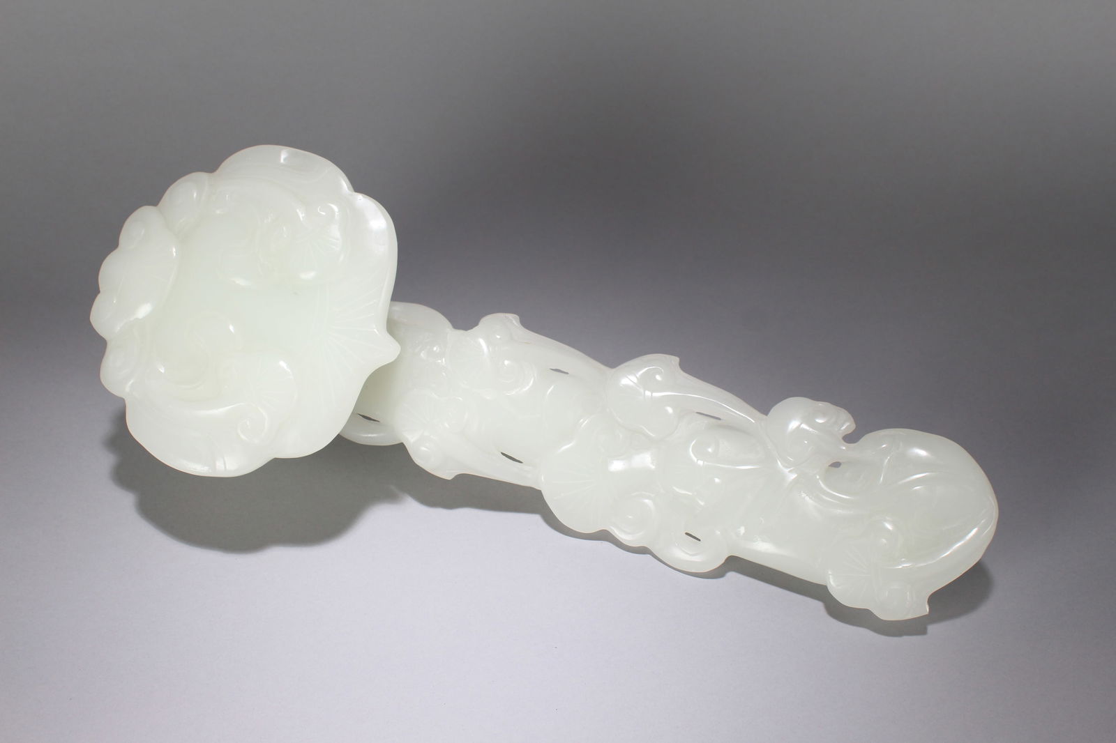 A Chinese Vividly-detailed Jade-craving Fortune Ruyi (1 of 9)