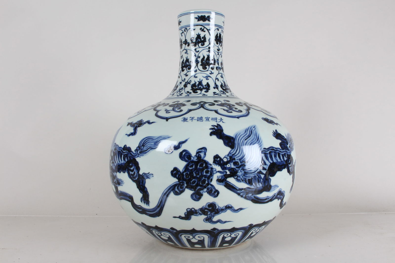 A Chinese Blue and White Dragon-decorating Massive Porcelain Fortune Vase (1 of 6)