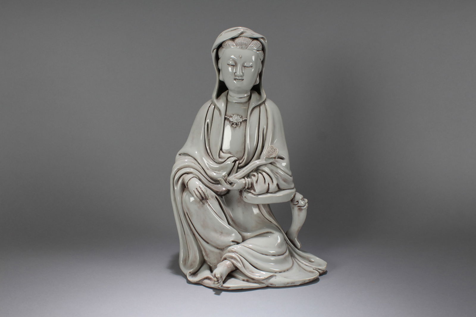 A Chinese De Blac Religious Porcelain Fortune Buddha Statue (1 of 5)
