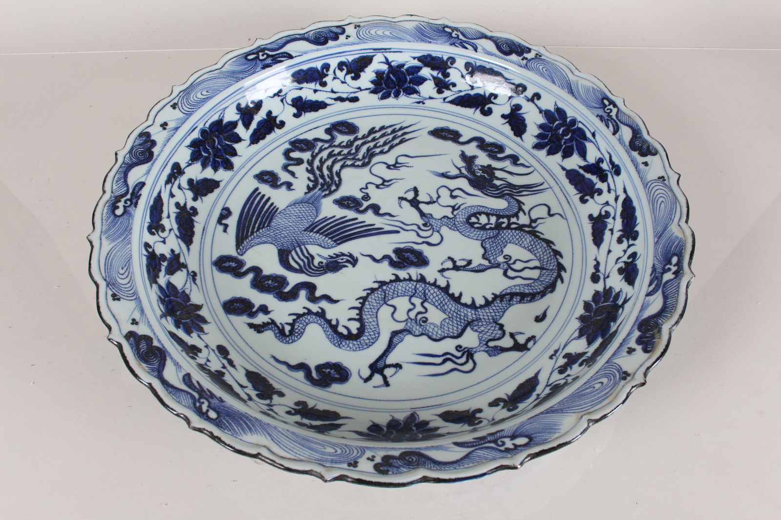A Chinese Massive Blue and White Fortune Porcelain Plate (1 of 7)