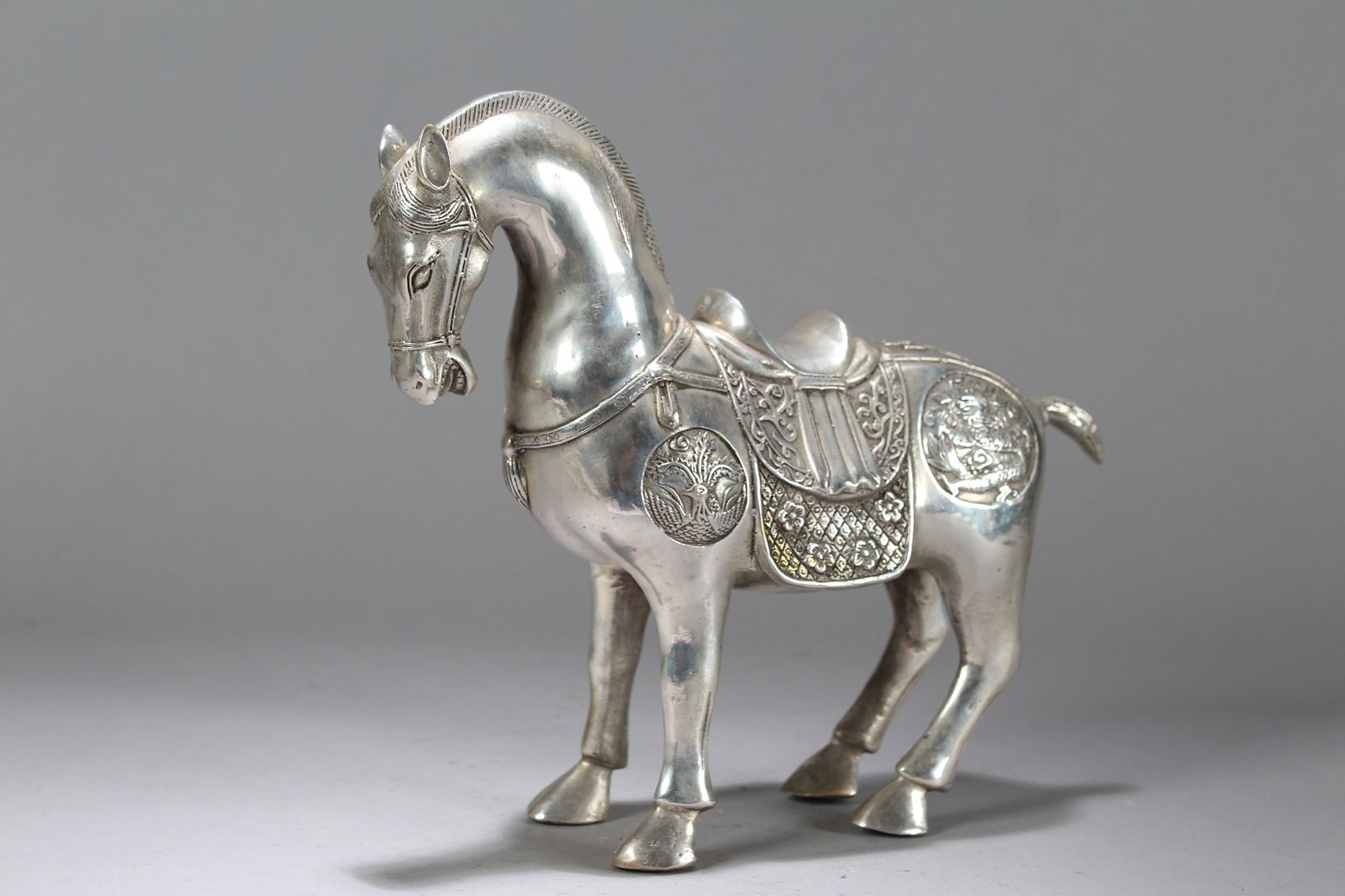 A Chinese Horse-portrait Religious Fortune Statue: A Chinese Horse-portrait Religious Fortune Statue. Height: 8.25 (inch). Length: 10 (inch). Width: 3 (inch).