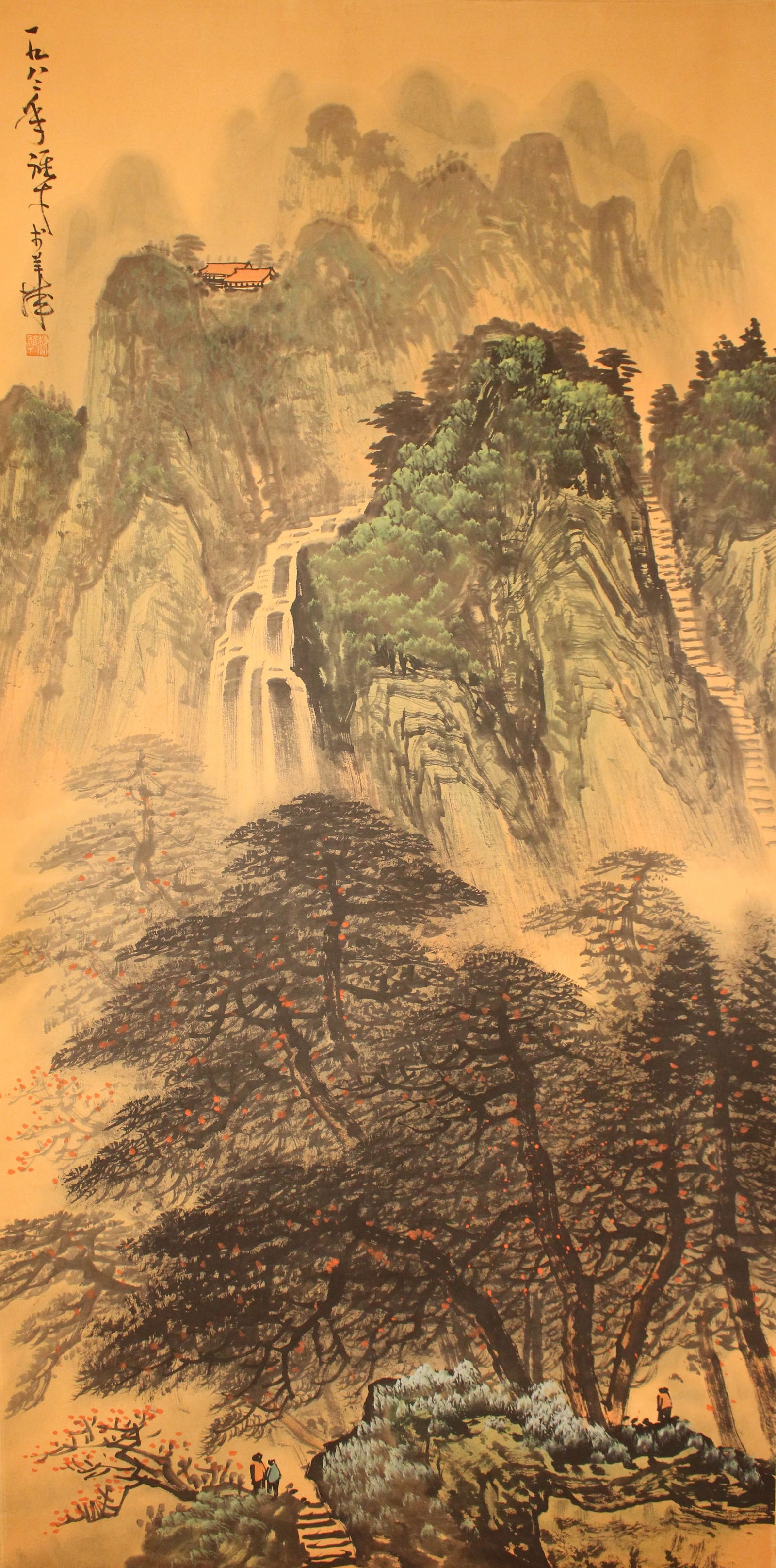 A Chinese Detailed Mountain-view Fortune Scroll: A Chinese Detailed Mountain-view Fortune Scroll . Length: 50(inch). Width: 25 (inch).