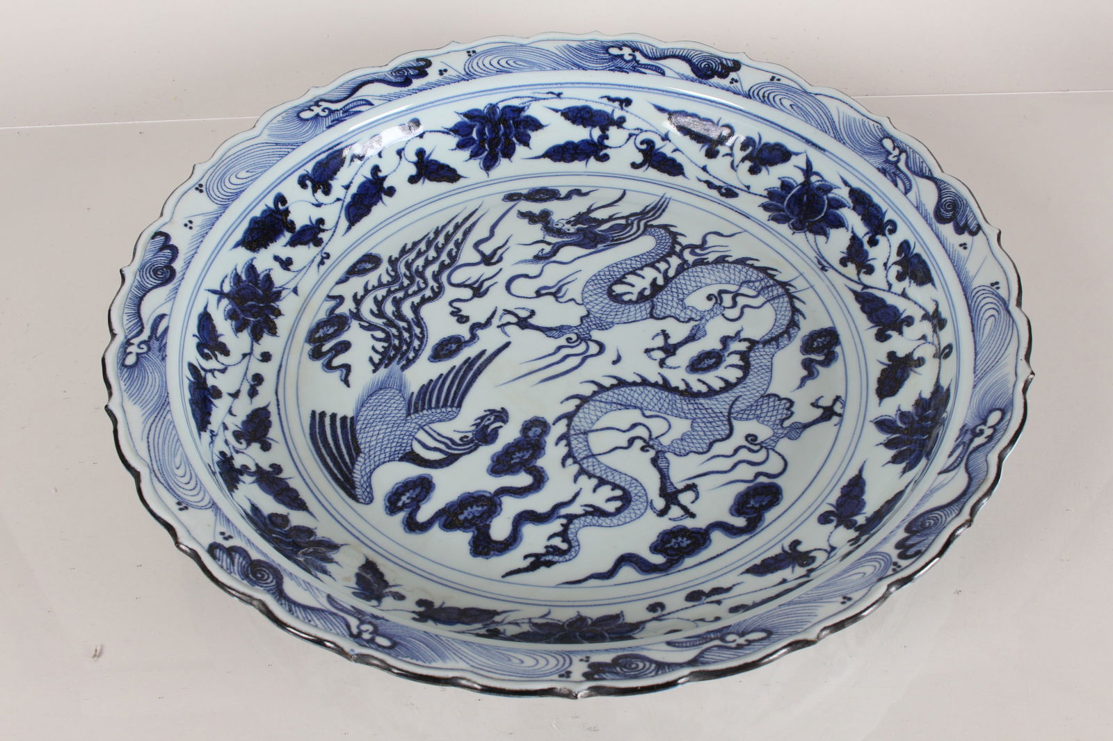 A Chinese Massive Blue and White Fortune Porcelain Plate (1 of 9)