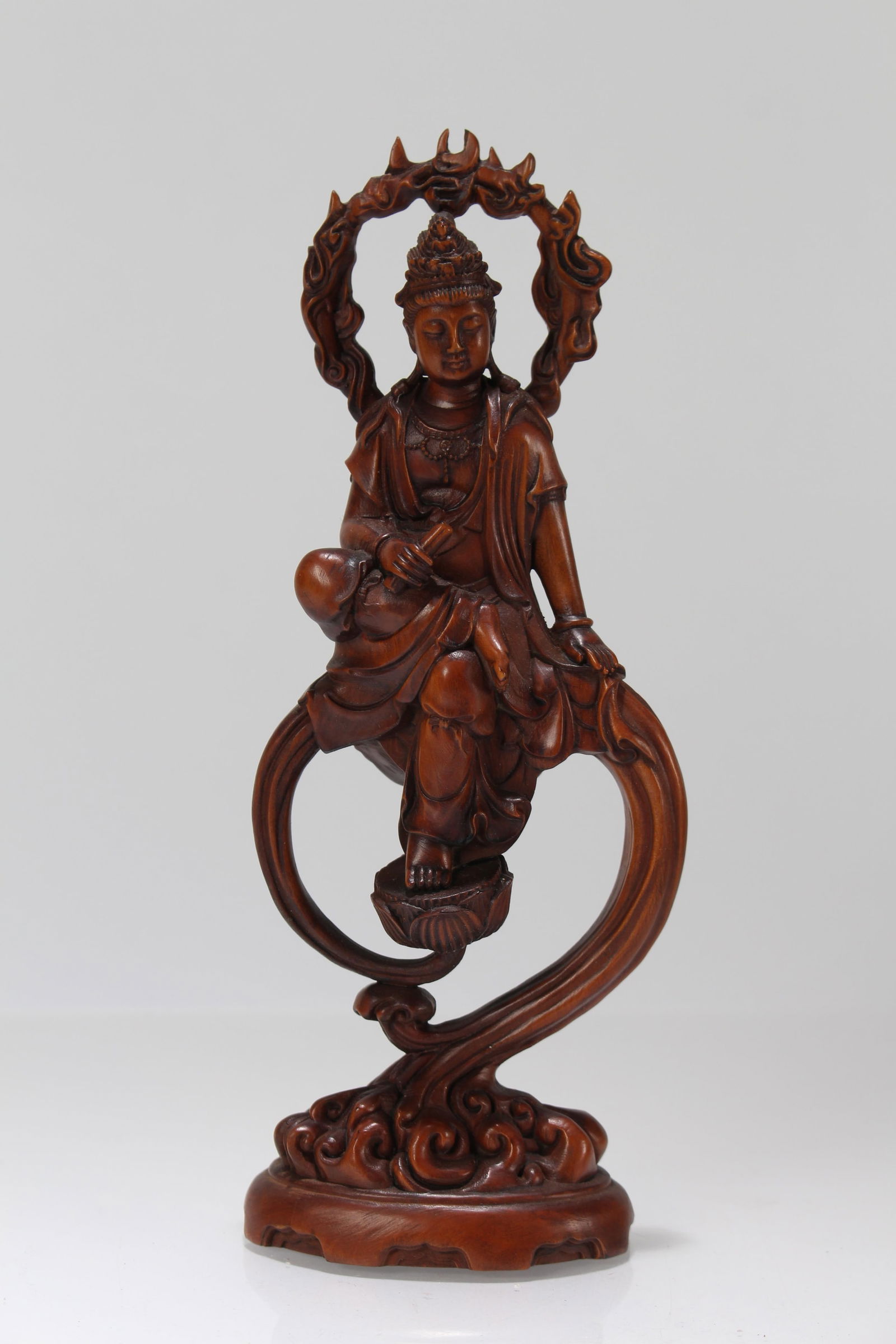 A Chinese Wooden Religious Buddha Statue (1 of 5)