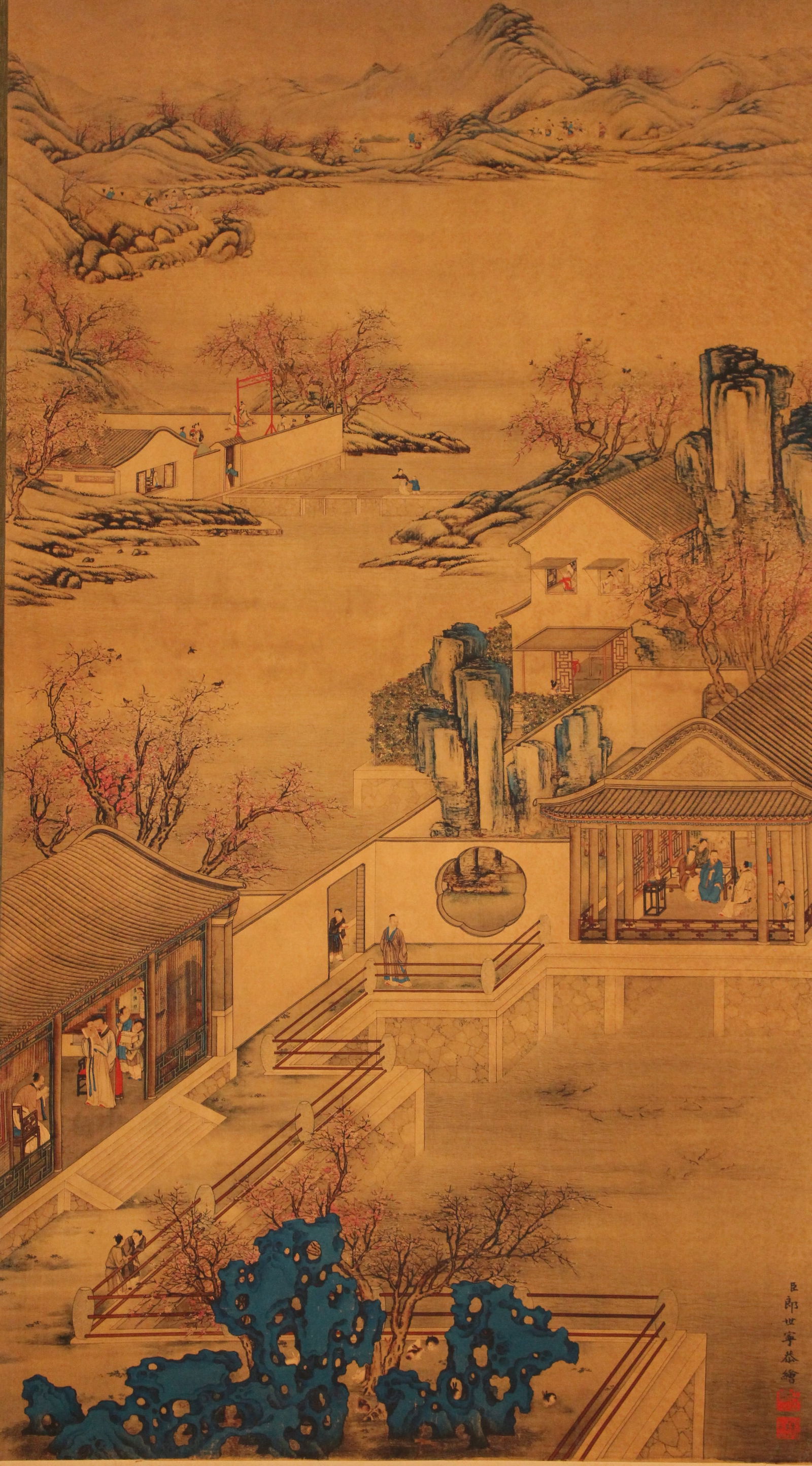 A Chinese Story-telling Fortune Scroll: A Chinese Story-telling Fortune Scroll. Length: 35 (inch). Width: 19.5 (inch).